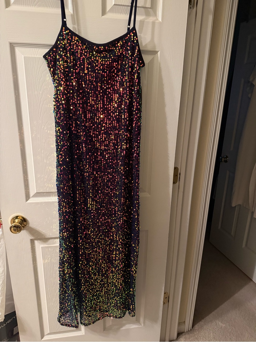 Target Sequin Maxi Dress in Black with Multicolor Iridescent Sequins